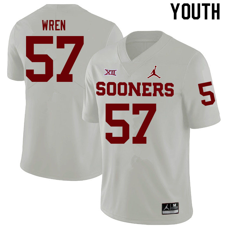 Youth #57 Maureese Wren Oklahoma Sooners College Football Jerseys Sale-White - Click Image to Close